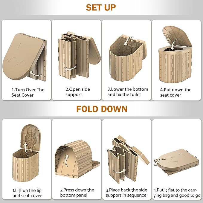 Portable Toilet, Upgraded 12-inch Toilet Seat, Folding Toilet With Removable Paper Holder, Camping Toilet With A Load Capacity Of 450 Lbs, Portable Potty For Indoor, Outdoor, And Emergency Use