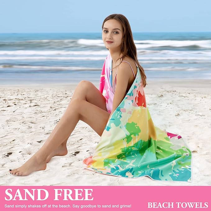 Your Choice Microfiber Beach Towels, Sand Free Beach Towel, Quick Dry Beach Towel, Extra Large Beach Towels for Adults, Kids (67x35 Inch, 60x30 Inch), Travel Towel, Camping Towel