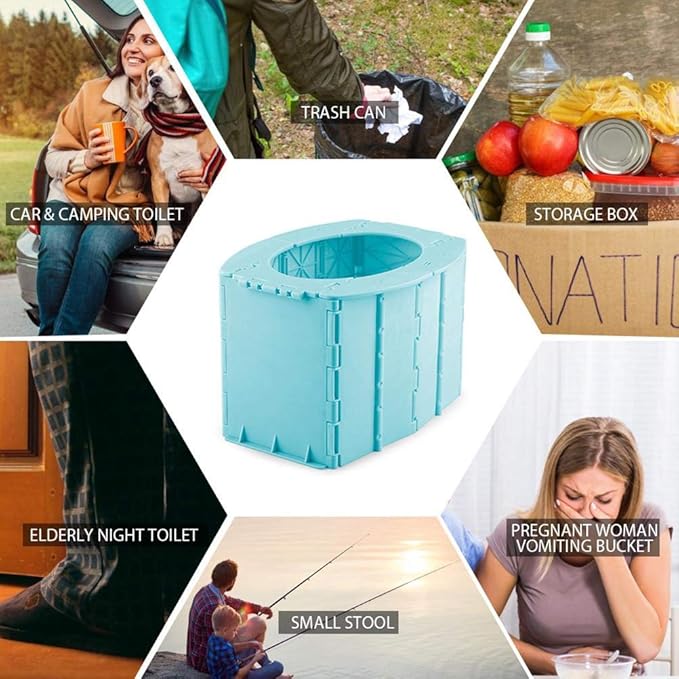 Portable Toilet Retracable Travel Toilet Adjustable Portable Toilet Potty Foldable Toilet Colorful Portable for Kids Elder Room Indoor Car Fishing Outdoor Camping (Sky-Blue)