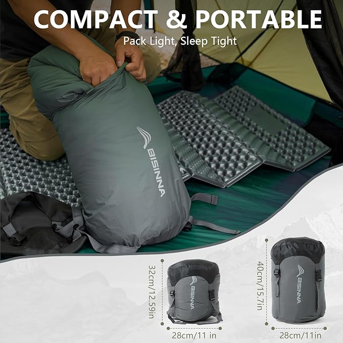BISINNA Mummy Sleeping Bag for Adults 14-41℉ Cold Weather Camping Sleeping Bags with Compression Sack for Backpacking Hiking Traveling