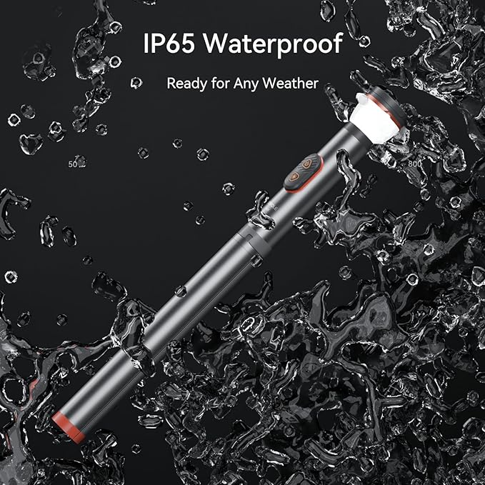 Camping Light Telescopic & Collapsible: 800 Lumens IP65 Waterproof Smart Remote Magnetic Base USB Rechargeable Battery Adjustable Height for Outdoor Adventure Hiking Emergency Lighting