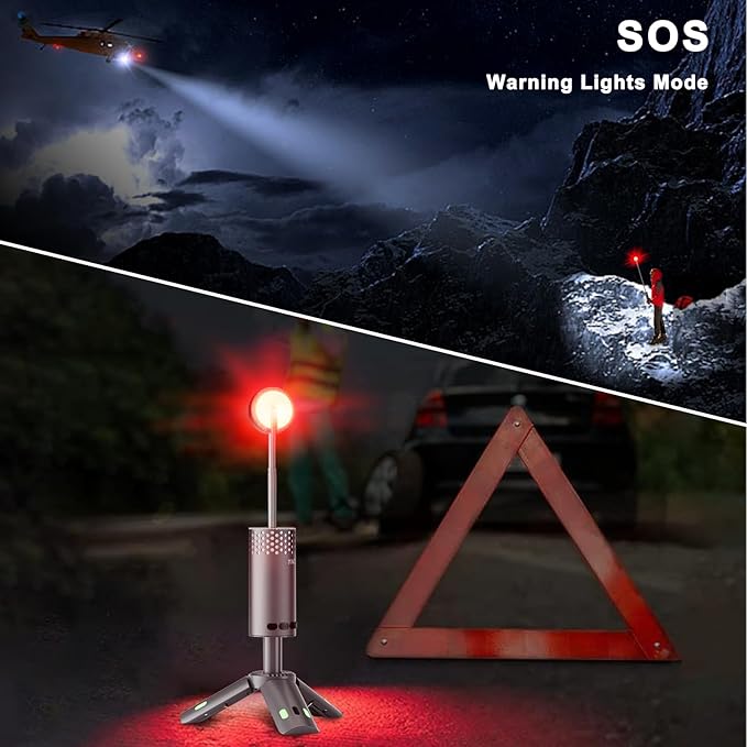 Camping Light Telescopic, Rechargeable Collapsible Camping Lanterns with Stand, 10000mAh Magnetic Waterproof Camping Lamp, Outdoor Light for Emergency, Cool Camping Must Haves (Gray)