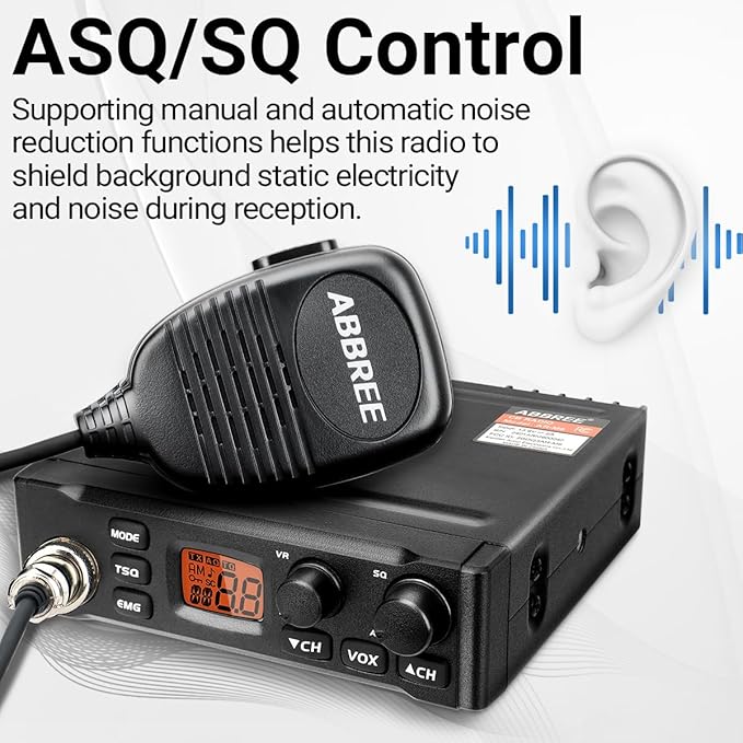 ABBREE CB Radio with Magnetic Mount Antenna for Truckers Long Range AM FM Professional CB Radios,Compact Design,Instant Emergency Channel 9/19,Full 40 Channels,Handheld Mic,LCD Display,VOX