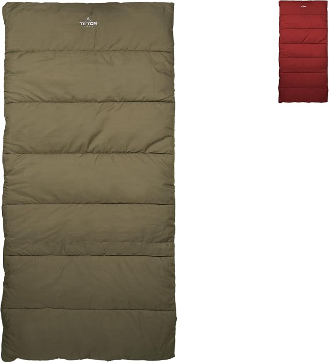 Teton Evergreen Sleeping Bag – Spacious Fit and Cozy Warmth for Adults – Options for Camping in Any Weather