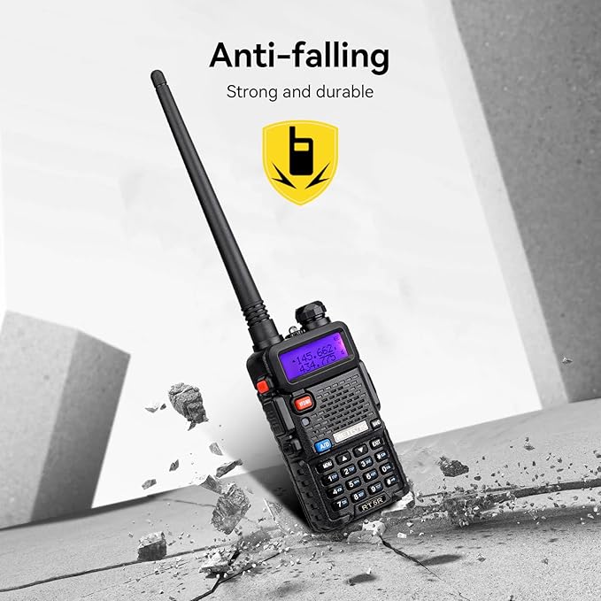 Retevis RT-5R Dual Band Two Way Radio,Ham Radios,with Shoulder Mic,Emergency Alarm,1400mAh Battery,Long Range Walkie Talkies for Amateur Camping Hunting (2 Pack)