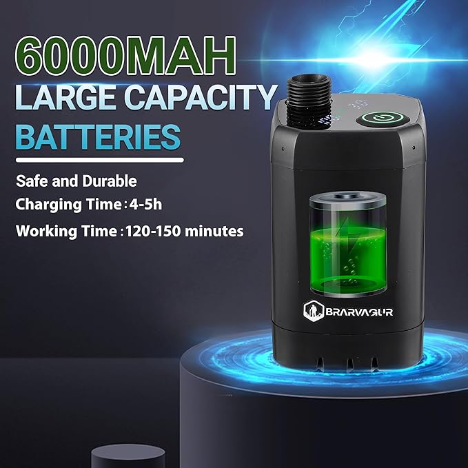 Upgrade Portable Camping Shower, 6000mAh Rechargeable Electric Shower Pump with Intelligent Digital Display Multiple Spray Modes Filtered Shower Head with Handheld for Outdoor Hiking, Travel