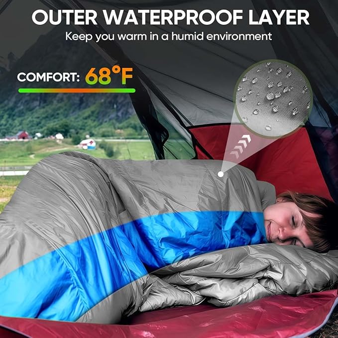 OBTANIM Sleeping Bags Portable Waterproof Camping Sleeping Bag for Adults Kids 4 Seasons Cold Weather or Warm Backpacking Hiking Mountaineering Indoor Outdoor Use