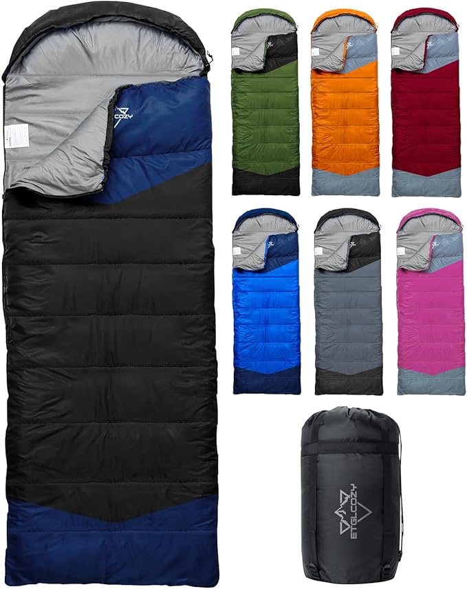 Sleeping Bag for Adults Cold Weather & Warm, Lightweight Backpacking Camping Hiking Essentials Gear for Kids 10-12 Girls Boys Compact w/Compression Sack Indoor Outdoor Sleep Must Haves