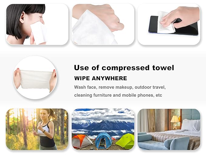 100pcs Compressed Face Towel Tablets, Hand Wipes Portable Compact Disposable Cotton Travel Towel Tissues Handy for Outdoor Hiking Camping Traveling, Home Wipes.