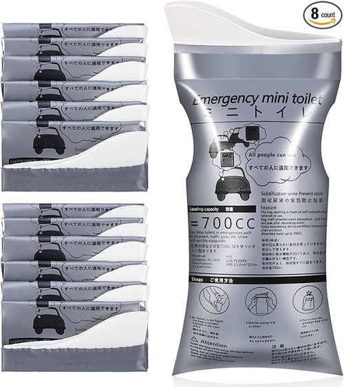 OUMEE 28/23/20/12/8 Pack Disposable Urine Bags, 700ML Travel Pee Bags Unisex Urinal Bag Vomit Bag for Travel Traffic Jam Emergency Portable Camping Urinal Bags for Men Women