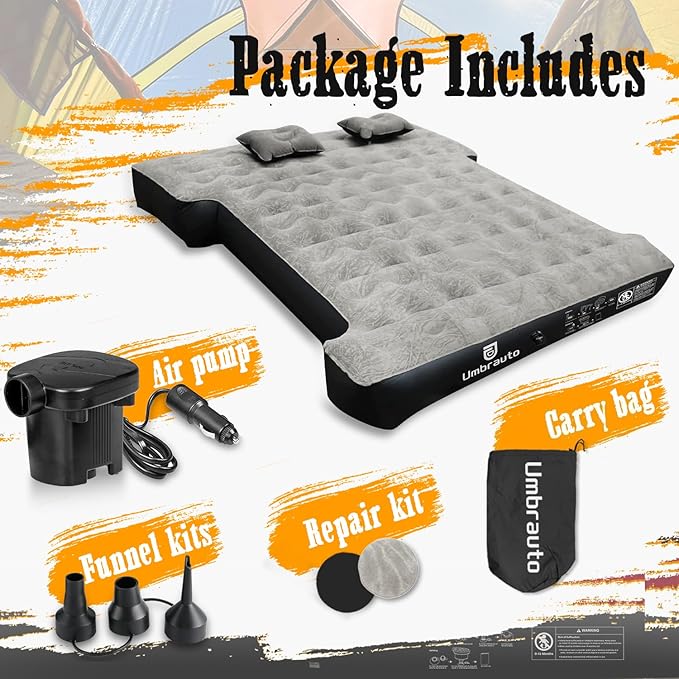 Umbrauto Air Mattress for 5-5.8 ft Full-Size Short Truck Beds, Inflatable Truck Tent Airbed with Pump, Pickup Camper Air Bed for Camping