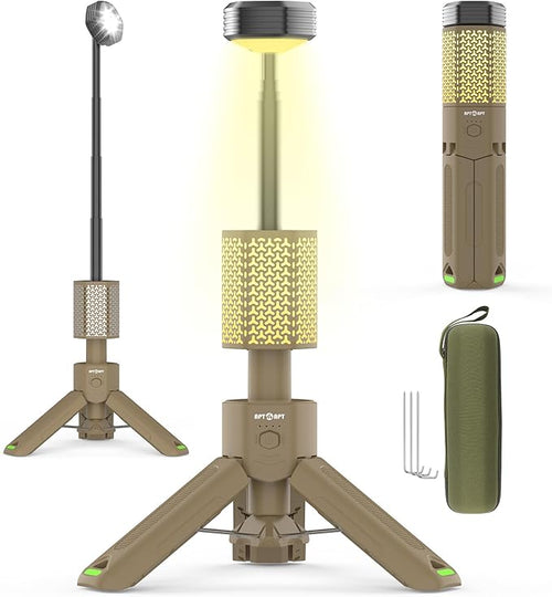 Camping Light Telescopic Camp Lantern Rechargeable 10500mAh Battery Built-in Magnetic Camping Lamp for Emergency, Hiking (Khaki)