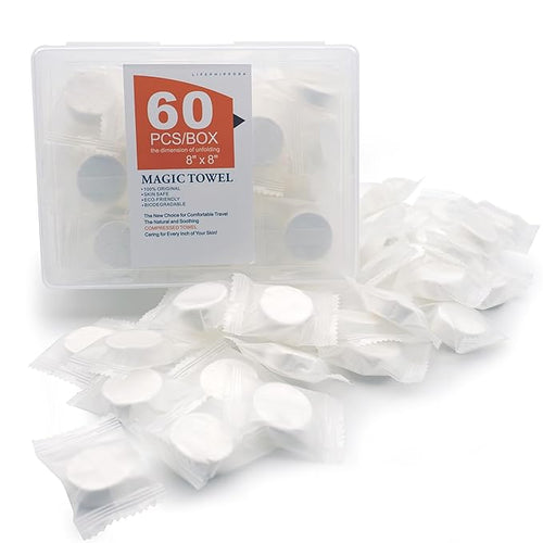 Mini Compressed Towels are Expandable Towels,Compressed Towel Tablets can be Travel Compressed Facial Towels ,Camping Compressed Towelettes,Home Beauty Wipes- Soft, Durable,Thickened Reusable(60Pcs )