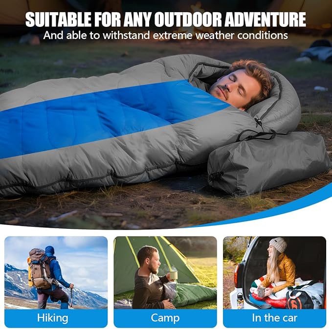 OBTANIM Sleeping Bags Portable Waterproof Camping Sleeping Bag for Adults Kids 4 Seasons Cold Weather or Warm Backpacking Hiking Mountaineering Indoor Outdoor Use
