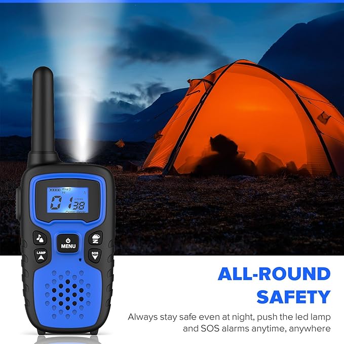 Wishouse Walkie Talkies for Adults-2 Way Radio Long Range,Hiking Accessories Camping Gear Gift for Kids with Flashlight,SOS Siren,NOAA Weather Alert,VOX,22 Channel,Easy to Use(No Battery No Charger)