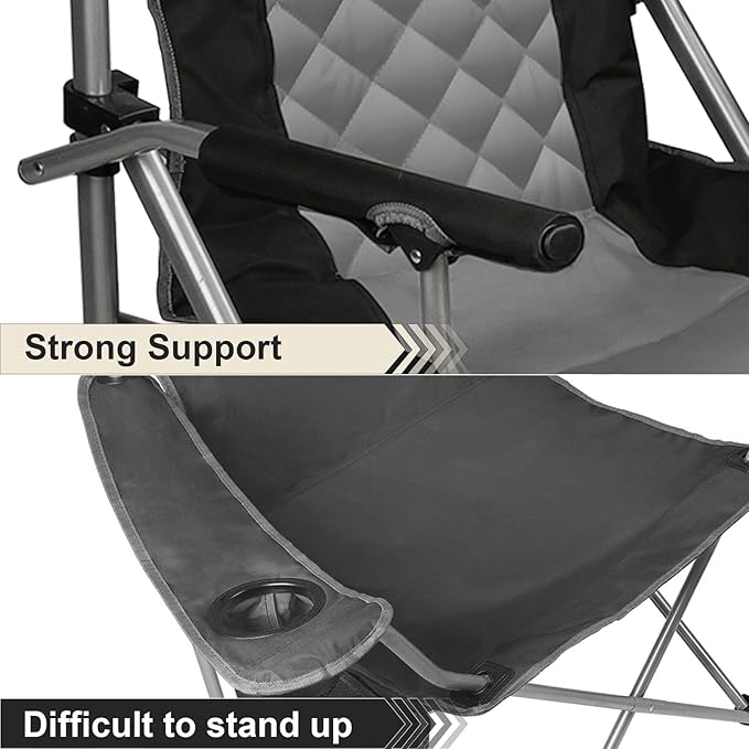Folding Padded Camping Chair with Hard Armrest,Cup Holder,Heavy Duty for Adults,Paded Backrest,Portable Lawn Lightweight Outdoor Camp Chair,Support up to 400lbs