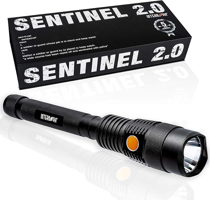 INTERNOVA® Sentinel 2000 Lumen Rechargeable Flashlight 10.5 Inches - LED Flashlight includes USB Cord & Magnetic Sealed Gift Box