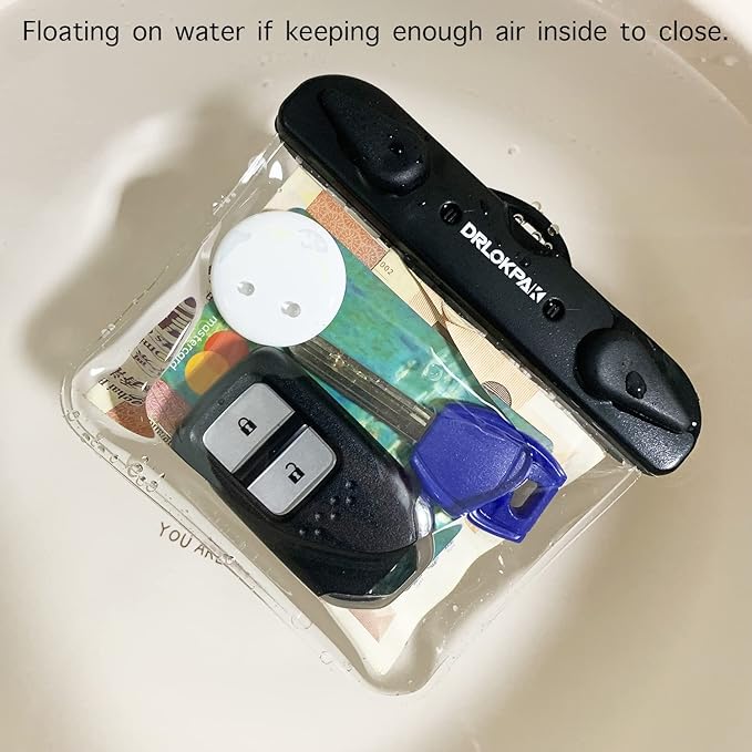 DRLOKPAK Submersible Waterproof Wallet Surf Dry Car Key FOB Case Bag 2Pack Waterproof Pouch Holder For Key Credit Door Ship Card Cash ID Driver Fishing Hunting License(Clear+Clear