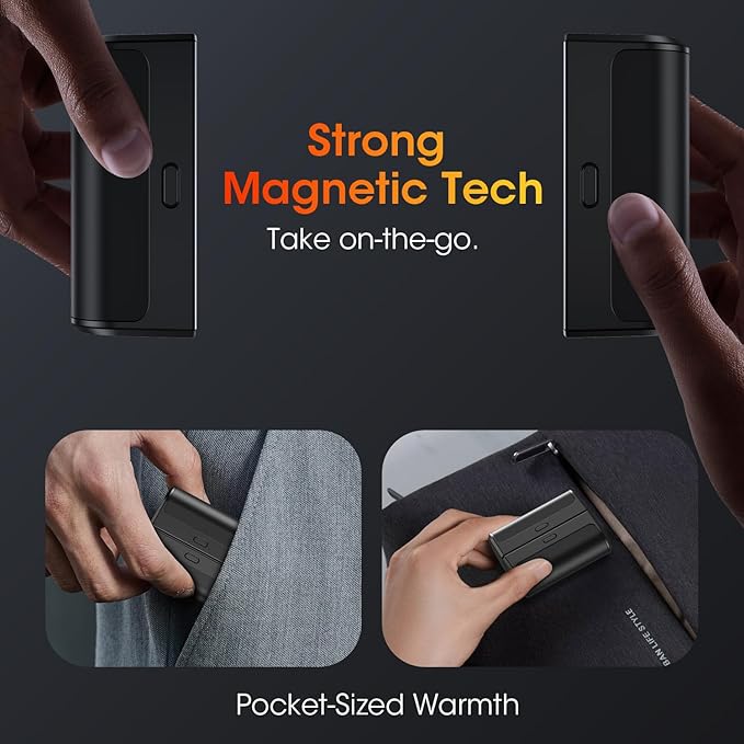 Magnetic Hand Warmers Rechargeable 2 Pack 6000mAh Electric Portable USB Hot Pocket Sized Hand Warmer 18Hrs Long Heating Heater Therapy Gifts for Men Women Camping,Hunting,Golf,Travel Essentials