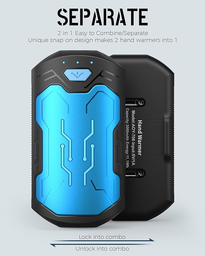 Hand Warmers Rechargeable 2 Pack, ROFWIZ 6000mAh Electric Portable Pocket Heater, are Great Warm Gifts for Women, Men, Heat Therapy, Raynauds, Outdoors, Hunting, Golf, Camping Gear