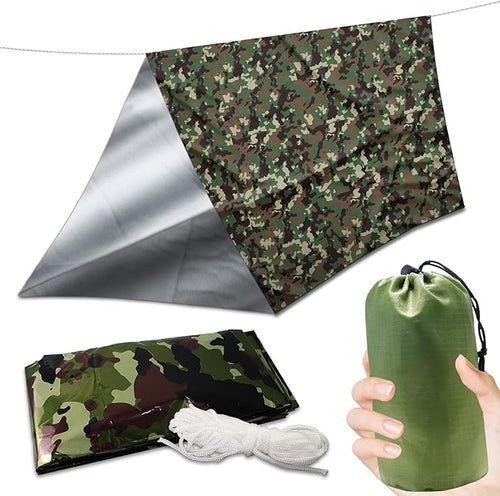 Ultralight Survival Tent 2 Person Emergency Shelter Outdoor Thick Emergency Blankets Nylon Stuff Sack Tube Tent Survival Tarp Camping & Outdoor Survival Kits for Camping Hiking Car Use