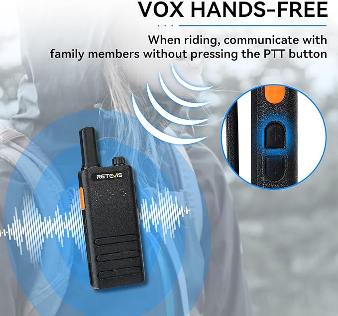 Retevis B3H Portable FRS Two-Way Radios,New Version of RT22(3.0),Rechargeable Walkie Talkies for Adults,Channel Display,Fashion Ultra-Thin, Handsfree 2 Way Radios for Camping Hiking Hunting(2 Pack)