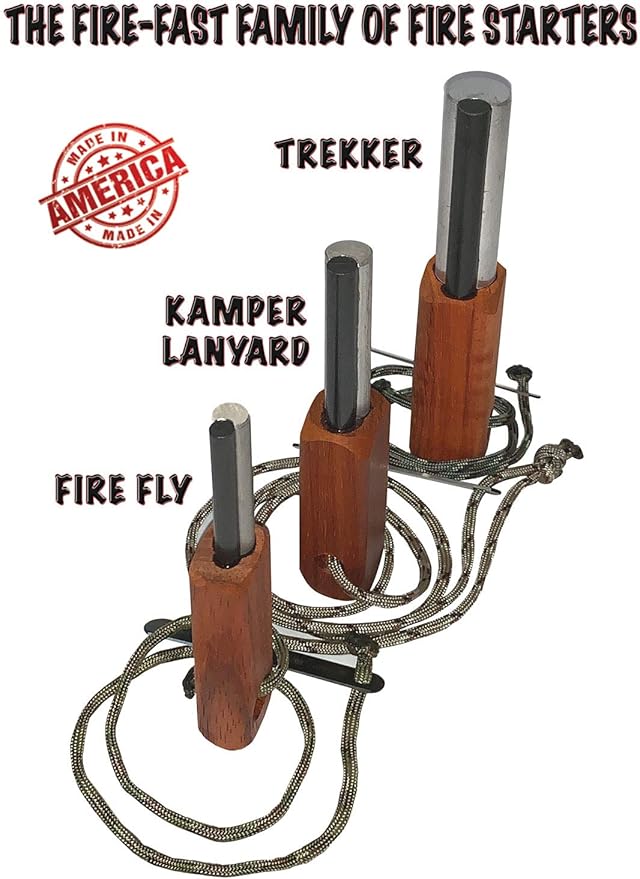 Fire Fast Fire Fly. European Fire Steel Ferro Rod and Magnesium. Compact Feather Weight Emergency Fire Starter for Camping, Backpacking, Hiking.