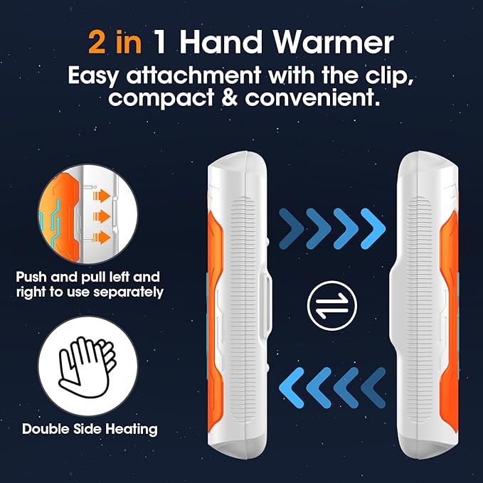 Hand Warmers Rechargeable 2 Pack 20Hrs Long Heating Pocket Size Electric Handwarmers, Portable USB Hand Warmer Heater Therapy Great Gift for Christmas Outdoors, Hunting, Golf, Camping Men Women