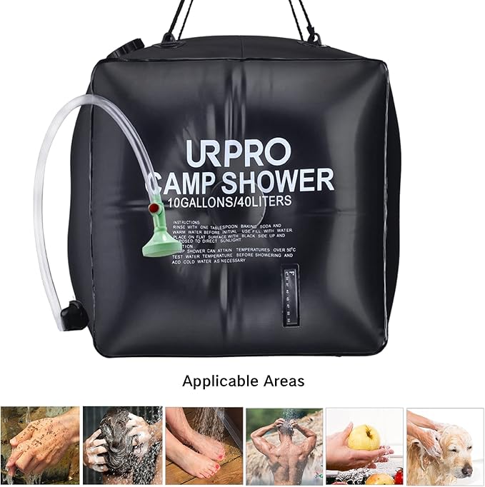 10 gallons/40L Solar Shower Bag Heating Camping Outdoor Temperature Hot Water 45°C Hiking Climbing Beach