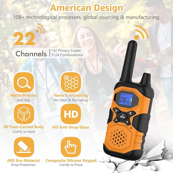 2 Way Radios for Adults Long Range Walkie-Talkies Rechargeable 4 Pack, Multi-purpose NOAA Walkie Talkies with USB 4500mAh Battery for Family Senior Care Working Adventure Camping Hiking Cruise