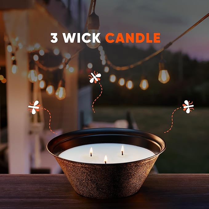 OFF! Triple Wick Scented Citronella Candle Bucket, Outdoor Candle, Burn Time up to 50 Hours, Provides Ambiance and a Gentle Glow for Outdoor Occasion , 23 oz (Pack of 6)
