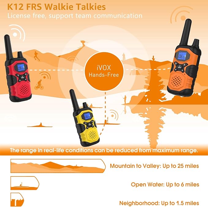 2 Way Radios for Adults Long Range Walkie-Talkies Rechargeable 4 Pack, Multi-purpose NOAA Walkie Talkies with USB 4500mAh Battery for Family Senior Care Working Adventure Camping Hiking Cruise