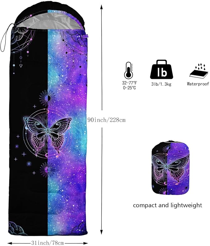 Kids Sleeping Bag for Boys Girls,Western Cowboy Print-Lightweight Warm Portable Outdoor Indoor-Waterproof Cold Weather Resistant Sleeping Bag for Camping Hiking