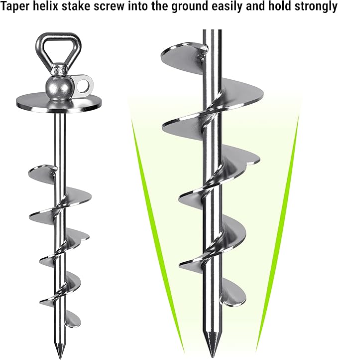 SELEWARE Dog Tie Out Stake Outdoor Anti-Rust Ground Anchor for Large Dogs up to 220 lbs, Free Swivel Dog Stake Dog Camping Gear Twist Rod Included Silver