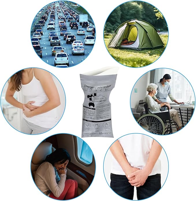 18 Pcs Disposable Urinal Bags Urine Pee Bags for Men Women Emergency Portable Urinal Bag Vomit Bag for Travel Hiking Traffic Jams 700ML