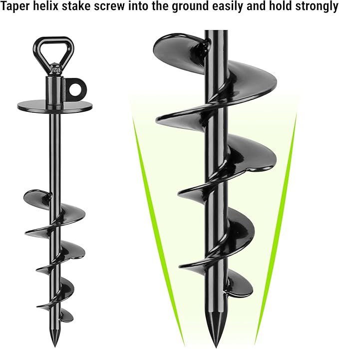 SELEWARE Dog Tie Out Stake Outdoor Anti-rust Ground Anchor for Large Dogs up to 220 lbs, Free Swivel Dog Stake Dog Camping Gear Twist Rod Included