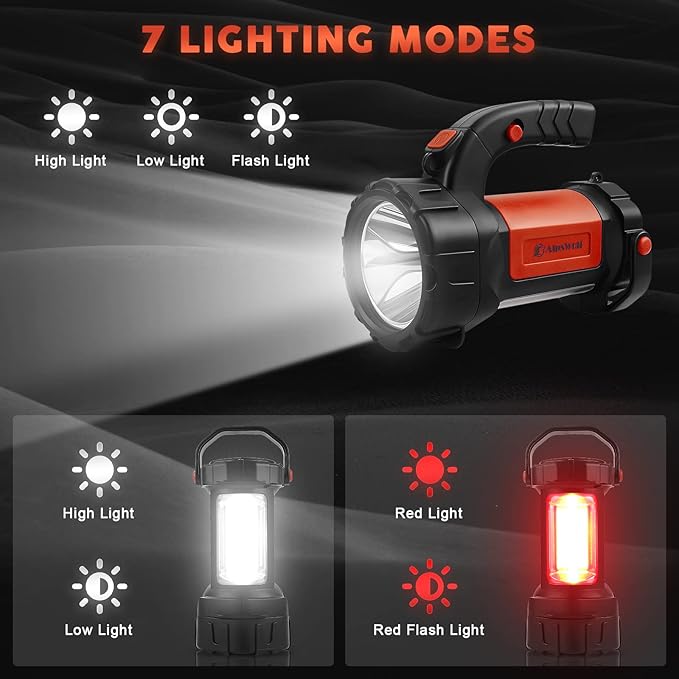 AlpsWolf Camping Lantern Rechargeable, LED Flashlight Spotlight Lantern with 800LM, 3600 Capacity Powered, Portable Bright Camping Light for Emergency, Outdoor Hiking, Power Outages