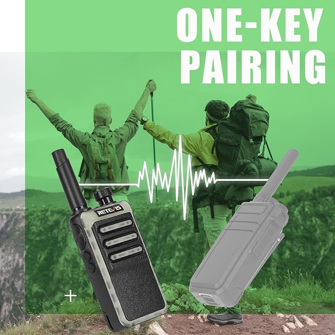 Retevis RB66 Fast Charging Walkie Talkies for Adults,Portable FRS Two-Way Radios,Flashlight,Fluorescent Design,Handsfree 2 Way Radio for Gift Family Camping Hiking Road Trip Skiing(3 Pack)