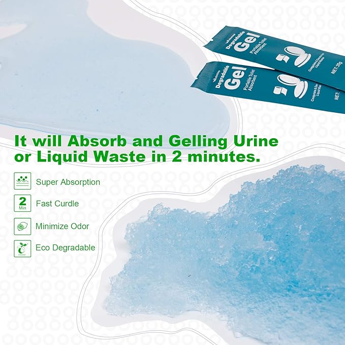 Webetop Toilet Powder Degradable Gel Portable Camping Composting RV Toilet Porta Potty Chemicals Urine Liquid Waste Absorbent Treatment Gelling and Deodorizing Powder for Emergency Toilet