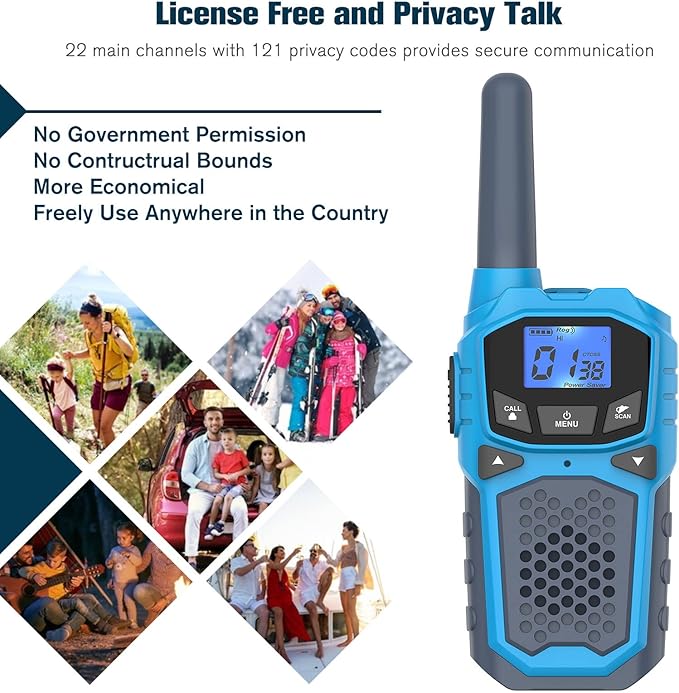 Walkie Talkies for Adults Rechargeable,Long Range Two Way Radios 22 Channels VOX NOAA Weather Alert Family Walkie-Talkie for Outdoor Adventures, Camping, Hiking, Hunting 2 Packs