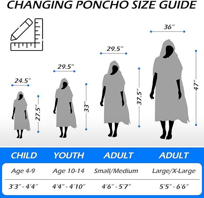 Malo'o Nalu Surf Poncho Changing Robe with Hood - Soft & Warm -Children & Adult Sizes-Changing Towel & Poncho