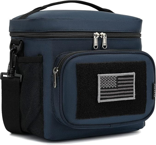 FlowFly Lunch Bag, Insulated Cooler, Thermal Lunch Box Tote with MOLLE/PALS Webbing, Adjustable Padded Shoulder Strap, for Tactical Men Women Adults and Boys Girls Kids (Cyan, Medium)