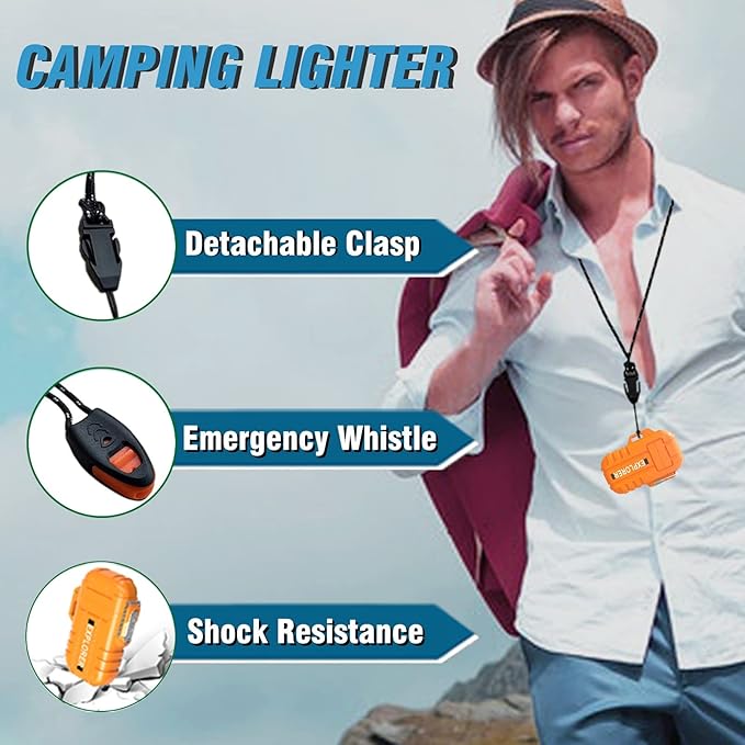 Torch Lighter, 2 Pack Butane Lighter, Windproof Outdoor Gas Lighter Adjustable Jet Flame Lighters, Fireplace Fireworks Grill Camping BBQ Lighter, Gifts for Men. (Black+Orange)(Without Butane)