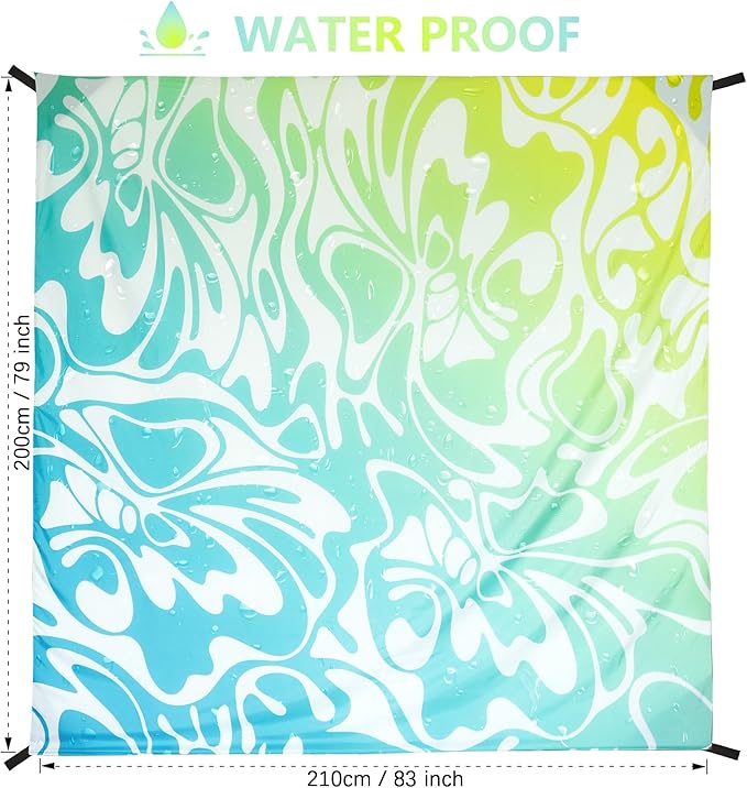 Beach Blanket, Sandproof Beach Mat, Waterproof Quick Drying Lightweight Outdoor Aztec Picnic Mat 79" X 83" for 2-4 Adults with Pocket for Travel, Camping, Hiking