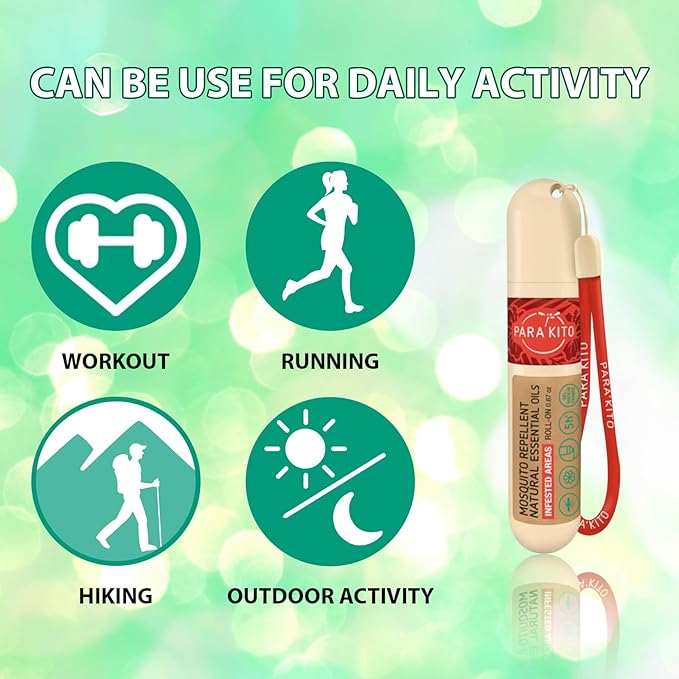 PARAKITO Roll-on Gel Mosquito Repellent for Kids & Adults | w/Citronella Oil | Travel Size Insect Repellent for Hiking & Camping Accessories | DEET-Free Protection (0.67 oz) 3 Pack