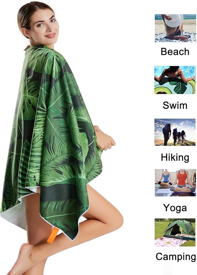 CHARS Microfiber Quick Drying Beach Towel Super Absorbent & Sand Free Towel for Kids Teens Adults Travel Gym Camping Pool Yoga Outdoor and Picnic(63"×31"/63"×39")
