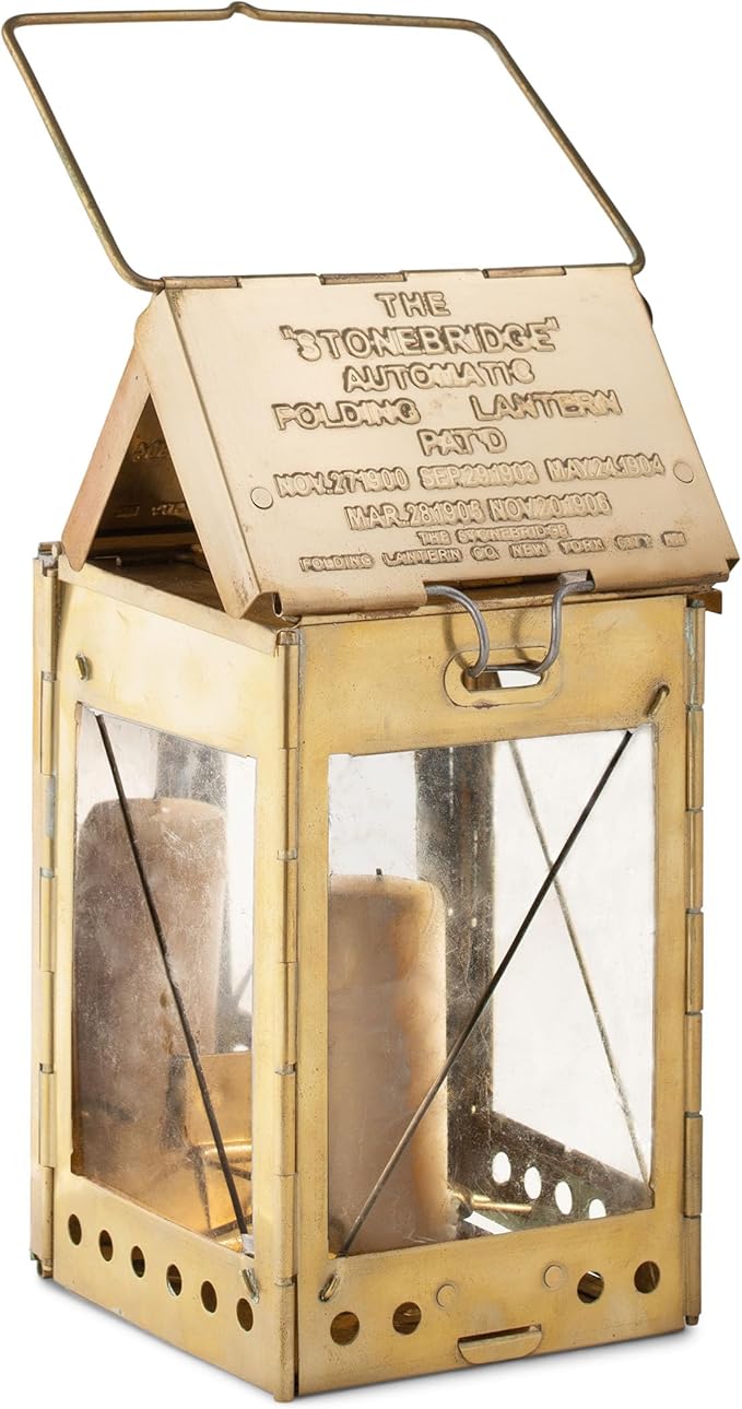 Kings County Tools Brass Candle Lantern | Vintage Design | Ideal for Camping | Mount or Hang Options