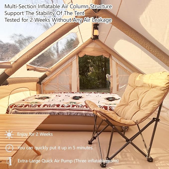 Inflatable Tent for Camping Large Blow Up Tents Glamping 4-8 Person House 4 Season Air with Pump Easy Set up Waterproof Outdoor Oxford