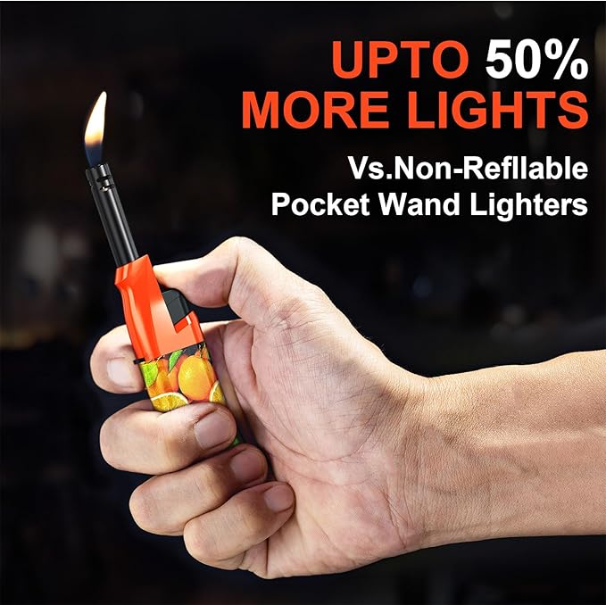 10 Pack Candle Lighter Butane Refillable Lighter 1.5 Inch Extended Wand Soft Flame Multipurpose Lighter for BBQ Grill Fireplace Camping(No Prefilled)