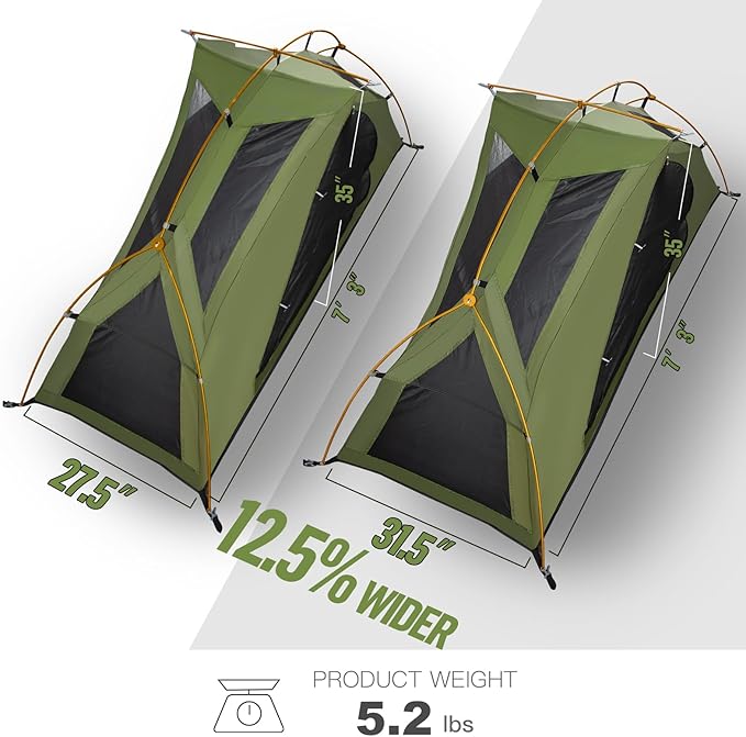 Night Cat 1-Person Camping Tent: Lightweight Waterproof Hiking Tent for Adult Cot Not Included